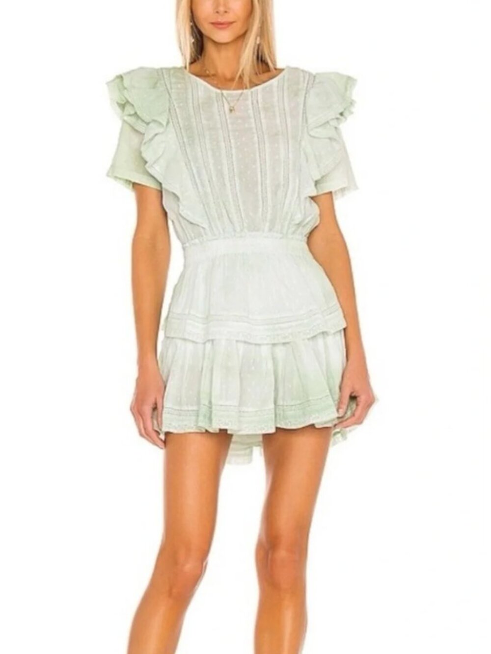 LoveShackFancy Natasha Heritage Mini Dress in Mint Green